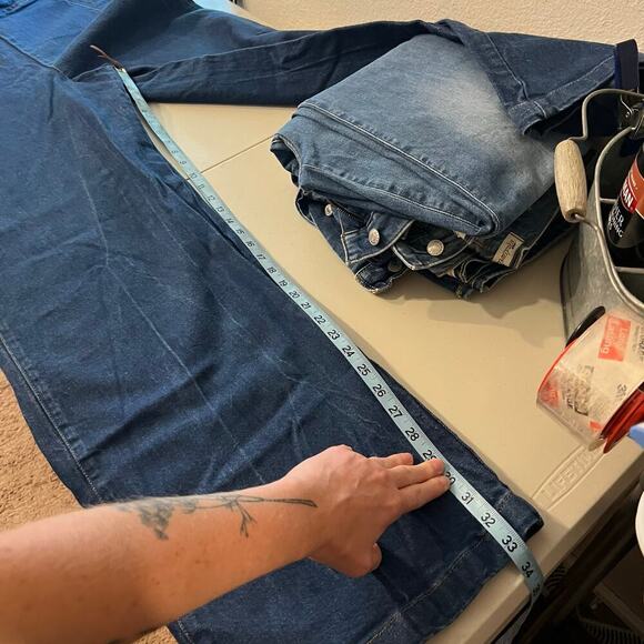 FRAME Sailor Snap High Rise Wide Leg Flared Denim Jeans Size 34 - Picture 12 of 16